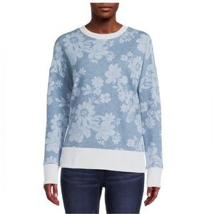 Time and Tru Floral Print Lightweight Sweatshirt